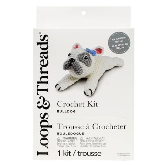 6 Pack: Intermediate Bulldog Amigurumi Crochet Kit by Loops & Threads®
